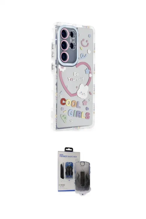 ieg™ Galaxy S24 Ultra Kılıf Ahenk Modern Serisi - Siyah Vanessa Magic Hayalet Cam