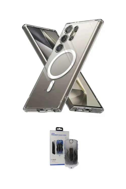 ieg™ Galaxy S24 Ultra Kılıf Ahenk Yansıma Prime - Siyah Vanessa Magic Hayalet Cam