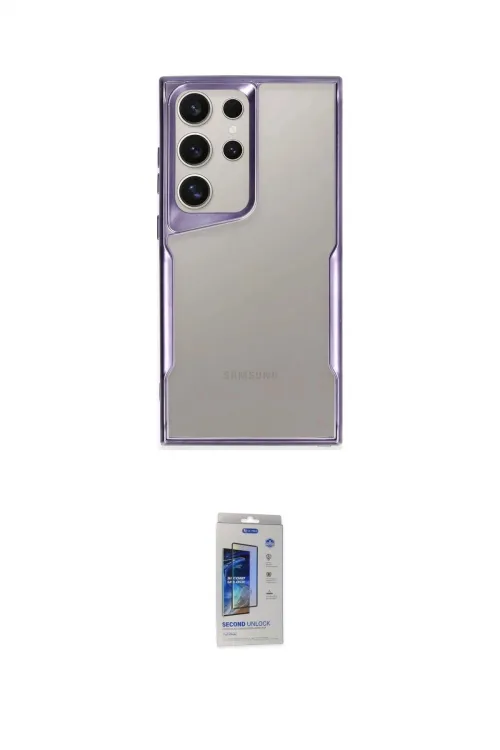 ieg™ Galaxy S24 Ultra Kılıf Akış Çizgi Koleksiyonu - Siyah Durable Full Glue Curved Cam