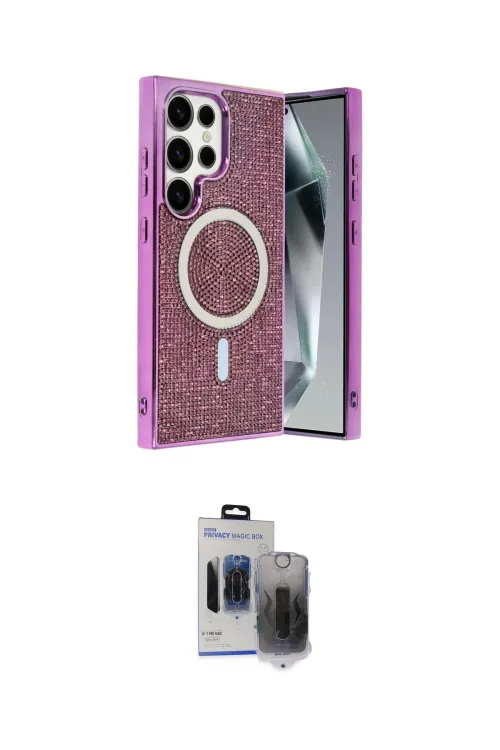 ieg™ Galaxy S24 Ultra Kılıf Eksen Çizgi - Siyah Vanessa Magic Hayalet Cam