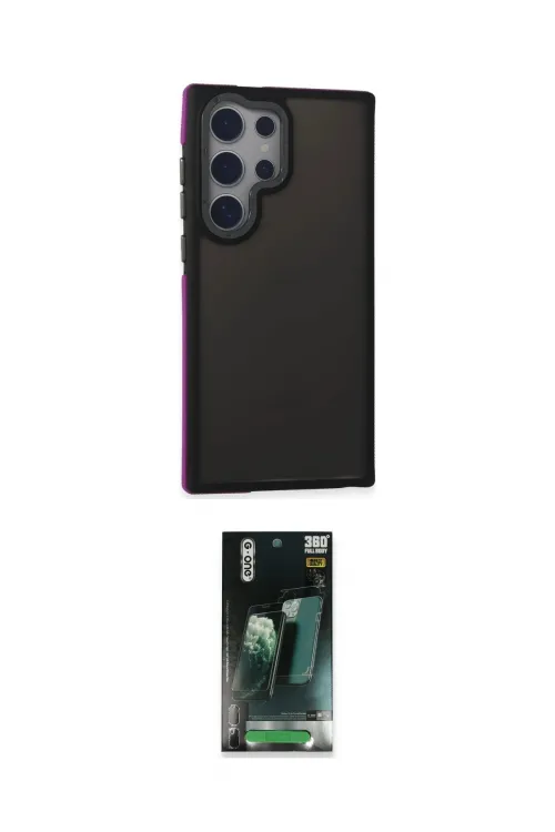 ieg™ Galaxy S24 Ultra Kılıf Eksen Işık - Siyah 360 Mat Full Body Arka Koruyucu