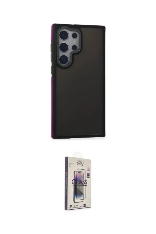 ieg™ Galaxy S24 Ultra Kılıf Eksen Işık - Siyah Bilvis 3D Cam Ekran Koruyucu