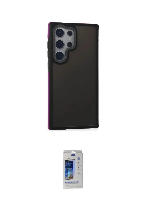 ieg™ Galaxy S24 Ultra Kılıf Eksen Işık - Siyah Durable Full Glue Curved Cam