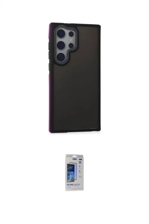 ieg™ Galaxy S24 Ultra Kılıf Eksen Işık - Siyah Durable Full Glue Curved Hayalet Cam
