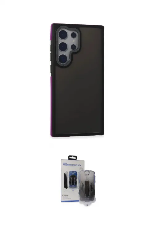 ieg™ Galaxy S24 Ultra Kılıf Eksen Işık - Siyah Vanessa Magic Hayalet Cam