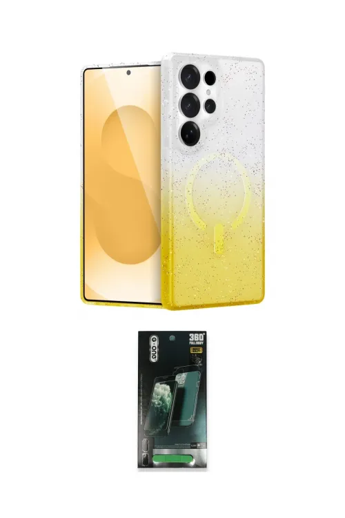 ieg™ Galaxy S24 Ultra Kılıf Eksen Minimal Özel Seri - Şeffaf 360 Full Body Arka Koruyucu