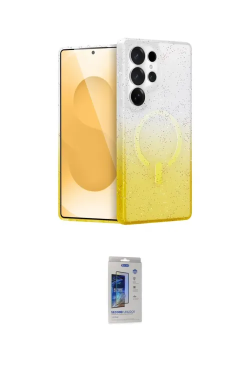 ieg™ Galaxy S24 Ultra Kılıf Eksen Minimal Özel Seri - Siyah Durable Full Glue Curved Cam