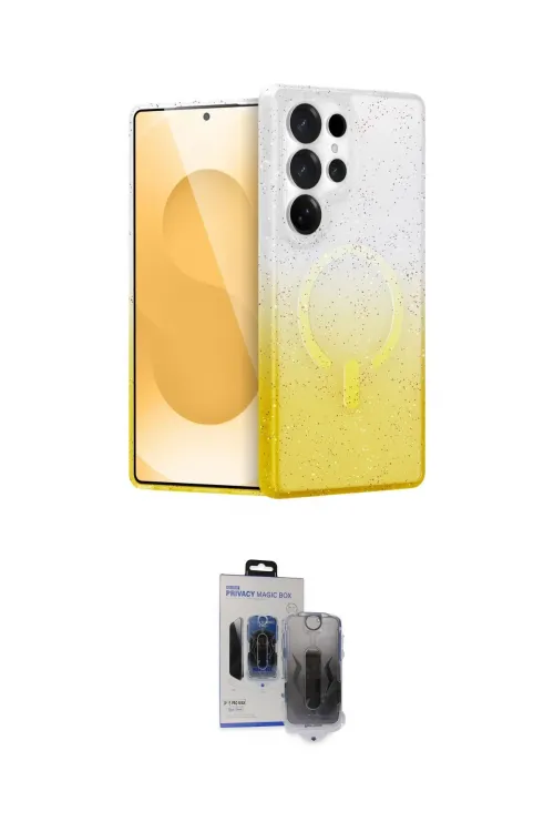 ieg™ Galaxy S24 Ultra Kılıf Eksen Minimal Özel Seri - Siyah Vanessa Magic Hayalet Cam