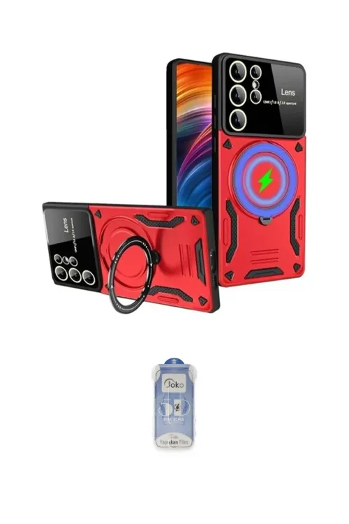 ieg™ Galaxy S24 Ultra Kılıf Kıvılcım Modern Serisi - Siyah Joko Magic 5D Cam