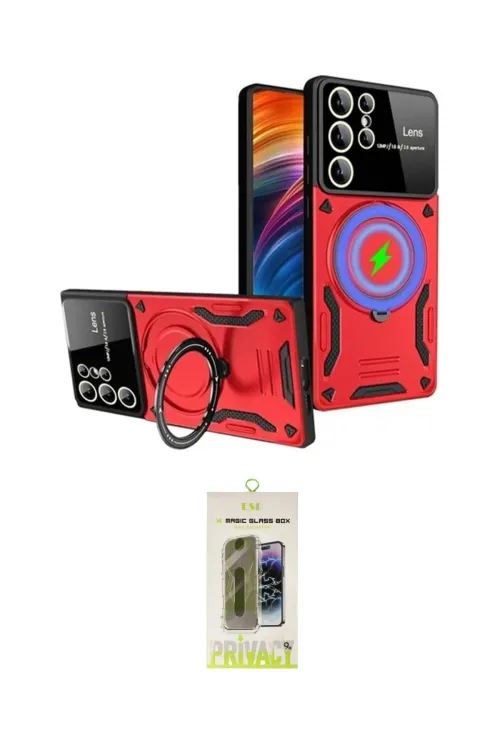 ieg™ Galaxy S24 Ultra Kılıf Kıvılcım Modern Serisi - Siyah Joko Magic 5D Hayalet Cam