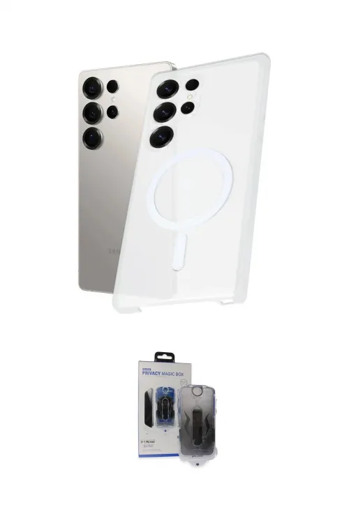 ieg™ Galaxy S24 Ultra Kılıf Kutup Minimal - Siyah Vanessa Magic Hayalet Cam
