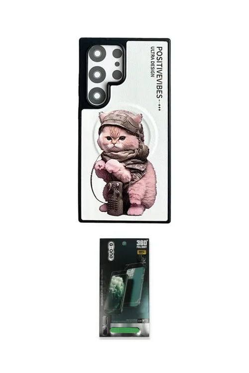 ieg™ Galaxy S24 Ultra Kılıf Siluet Modern Özel Seri - Şeffaf 360 Full Body Arka Koruyucu