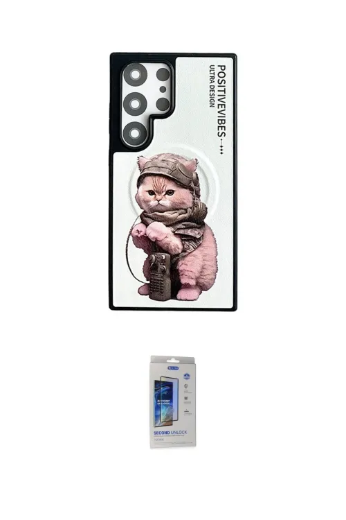 ieg™ Galaxy S24 Ultra Kılıf Siluet Modern Özel Seri - Siyah Durable Full Glue Curved Cam