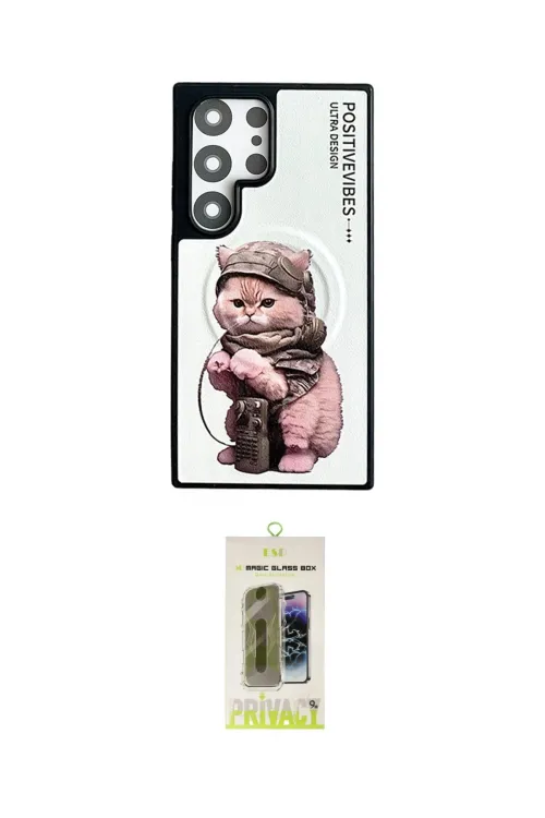 ieg™ Galaxy S24 Ultra Kılıf Siluet Modern Özel Seri - Siyah Joko Magic 5D Hayalet Cam