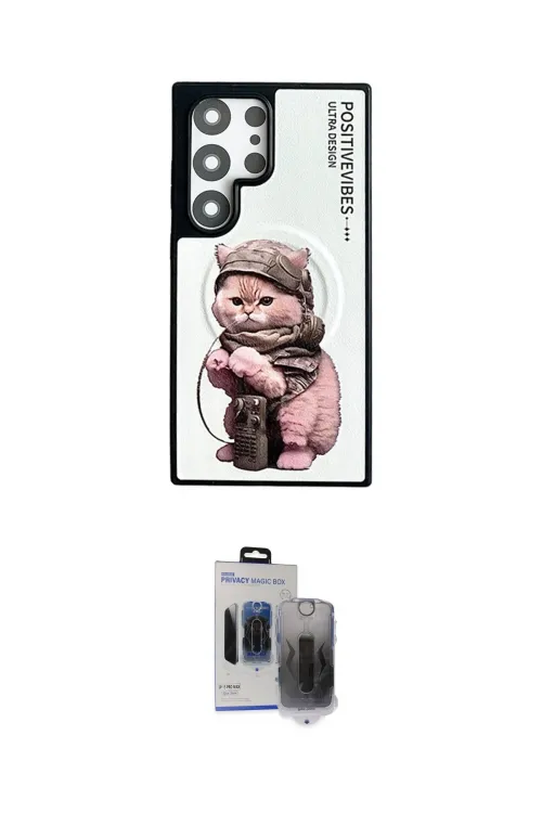 ieg™ Galaxy S24 Ultra Kılıf Siluet Modern Özel Seri - Siyah Vanessa Magic Hayalet Cam