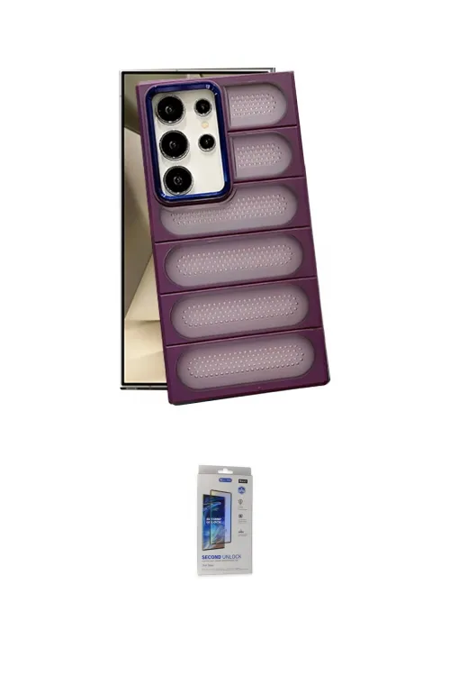 ieg™ Galaxy S24 Ultra Kılıf Yadigar Doku Özel Seri - Siyah Durable Full Glue Curved Hayalet Cam