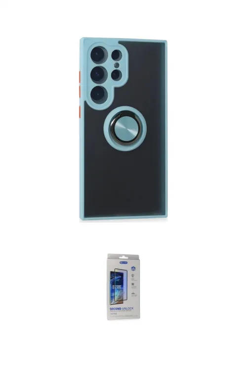 ieg™ Galaxy S24 Ultra Kılıf Yörünge Çizgi - Siyah Durable Full Glue Curved Cam
