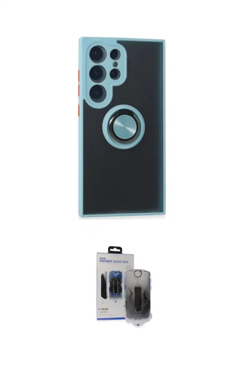 ieg™ Galaxy S24 Ultra Kılıf Yörünge Çizgi - Siyah Vanessa Magic Hayalet Cam