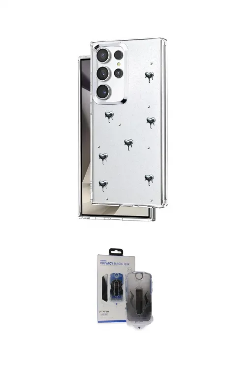 ieg™ Galaxy S24 Ultra Kılıf Yörünge Form - Siyah Vanessa Magic Hayalet Cam