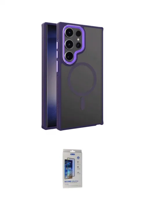 ieg™ Galaxy S24 Ultra Kılıf Yörünge Klasik - Siyah Durable Full Glue Curved Cam