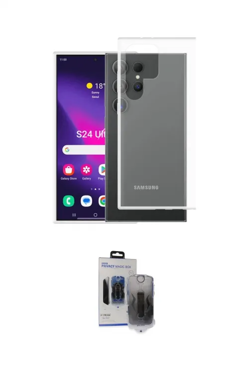 ieg™ Galaxy S24 Ultra Kılıf Zirve Doku - Siyah Vanessa Magic Hayalet Cam