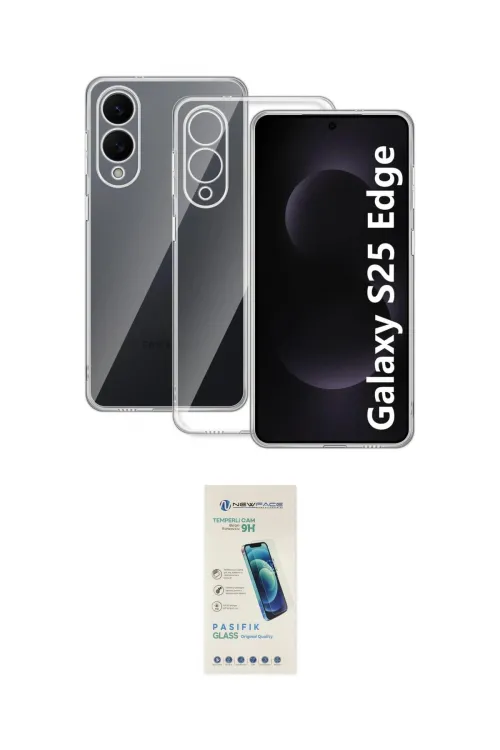 ieg™ Galaxy S25 Edge Kılıf Zirve Doku - Şeffaf Pasifik Cam Ekran Koruyucu