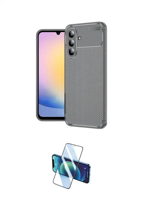 ieg™ Galaxy S25 FE Kılıf Eksen Form Prime - Siyah 3D Antistatik Cam Ekran Koruyucu