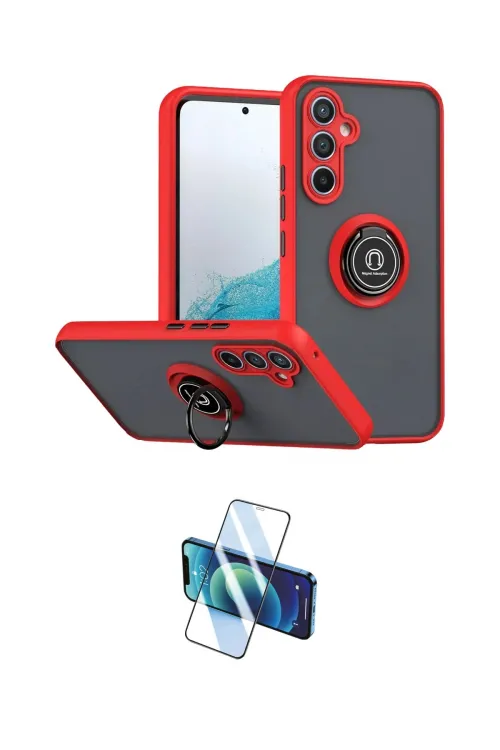ieg™ Galaxy S25 FE Kılıf Yörünge Çizgi - Siyah 3D Antistatik Cam Ekran Koruyucu