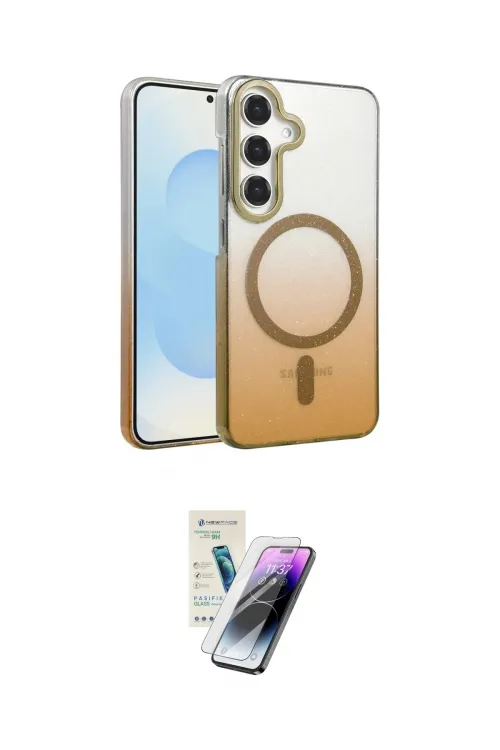 ieg™ Galaxy S25 Kılıf Ahenk Doku Özel Seri - Şeffaf Pasifik Cam Ekran Koruyucu