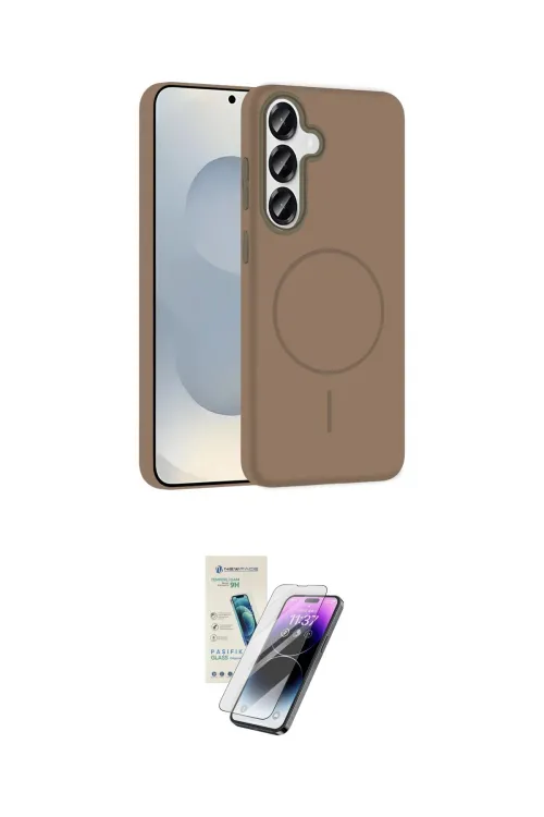 ieg™ Galaxy S25 Kılıf Siluet Doku Özel Seri - Şeffaf Pasifik Cam Ekran Koruyucu