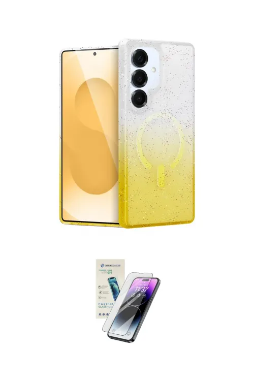 ieg™ Galaxy S25 Plus Kılıf Eksen Minimal Özel Seri - Şeffaf Pasifik Cam Ekran Koruyucu