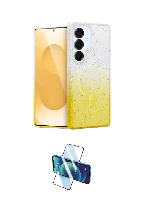 ieg™ Galaxy S25 Plus Kılıf Eksen Minimal Özel Seri - Siyah 3D Antistatik Cam Ekran Koruyucu
