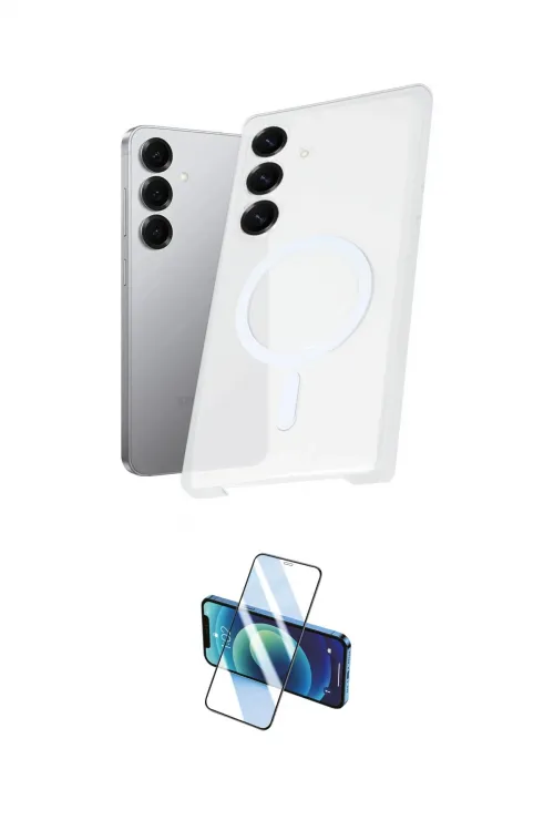 ieg™ Galaxy S25 Plus Kılıf Kutup Minimal - Siyah 3D Antistatik Cam Ekran Koruyucu