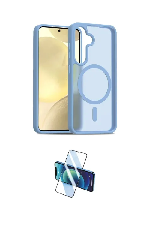 ieg™ Galaxy S25 Plus Kılıf Siluet Minimal Prime - Siyah 3D Antistatik Cam Ekran Koruyucu