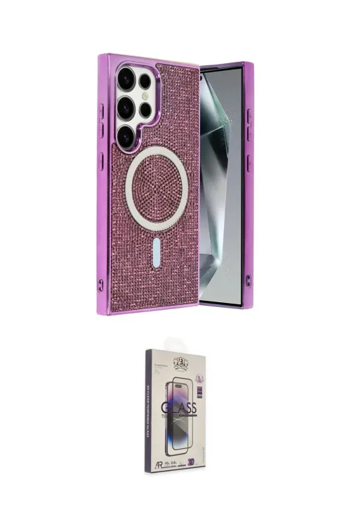 ieg™ Galaxy S25 Ultra Kılıf Eksen Çizgi - Siyah Bilvis 3D Cam Ekran Koruyucu