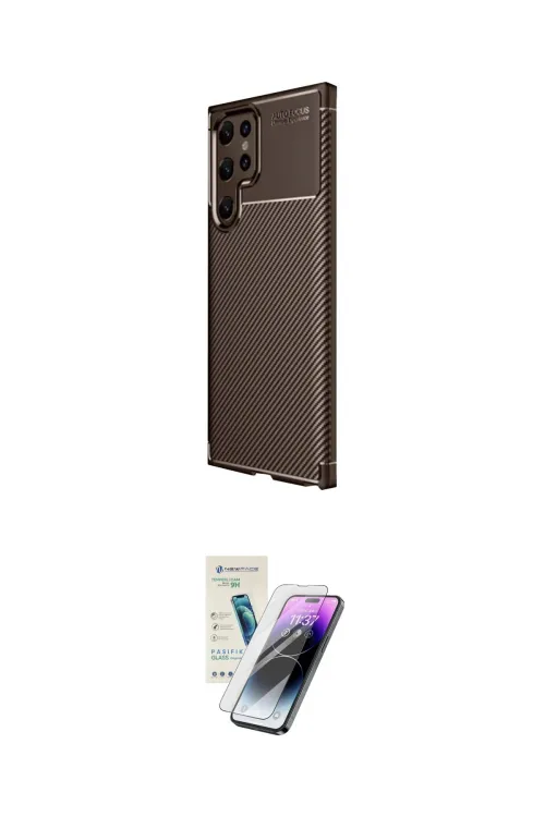 ieg™ Galaxy S25 Ultra Kılıf Eksen Form Prime - Şeffaf Pasifik Cam Ekran Koruyucu