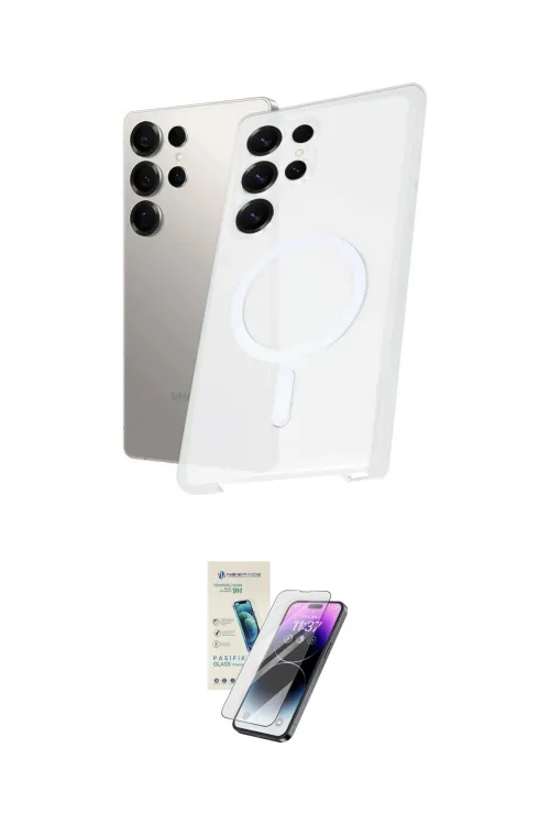 ieg™ Galaxy S25 Ultra Kılıf Kutup Minimal - Şeffaf Pasifik Cam Ekran Koruyucu