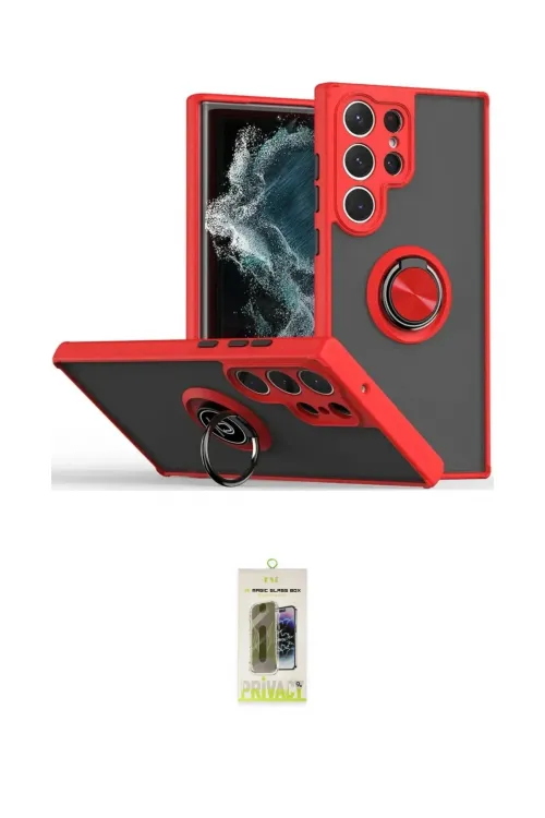 ieg™ Galaxy S25 Ultra Kılıf Yörünge Çizgi - Siyah Joko Magic 5D Hayalet Cam