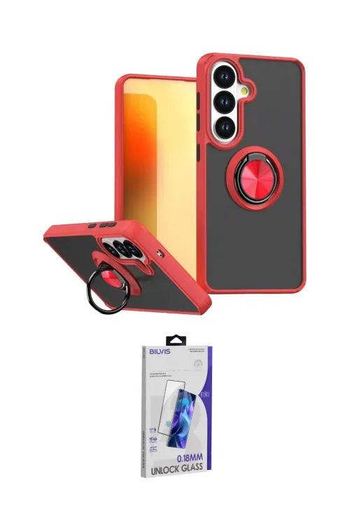 ieg™ Galaxy S26 Plus Kılıf Yörünge Çizgi - Siyah Bilvis 3D Cam Ekran Koruyucu