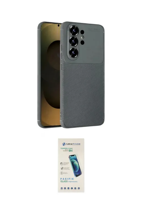 ieg™ Galaxy S26 Ultra Kılıf Eksen Form Prime - Şeffaf Pasifik Cam Ekran Koruyucu