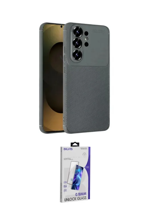ieg™ Galaxy S26 Ultra Kılıf Eksen Form Prime - Siyah Bilvis 3D Cam Ekran Koruyucu