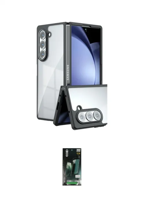 ieg™ Galaxy Z Fold 5 Kılıf Kozmos Klasik - Şeffaf 360 Fold Full Body