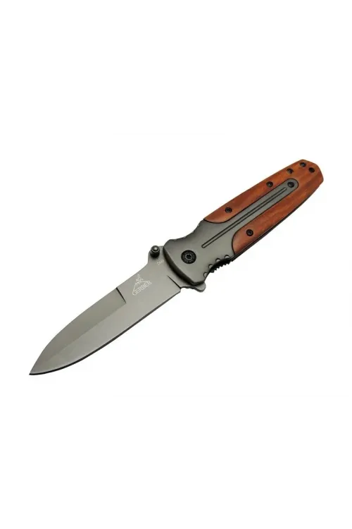 ieg™ GB DA59 Avcı Tip Kamp Çakısı 21 cm - Metal &amp;amp; Ahşap Sap, Kemerlikli