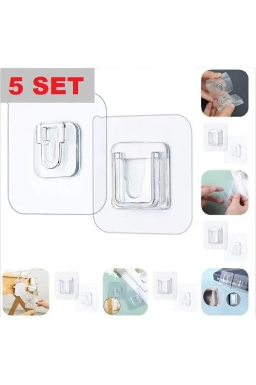 Geçmeli Klips Eşya Sabitleme Askısı 5’li Set