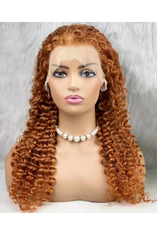 Gerçek Front Lace Tül Peruk - Afro Dalgalı - Bakır 70-75cm