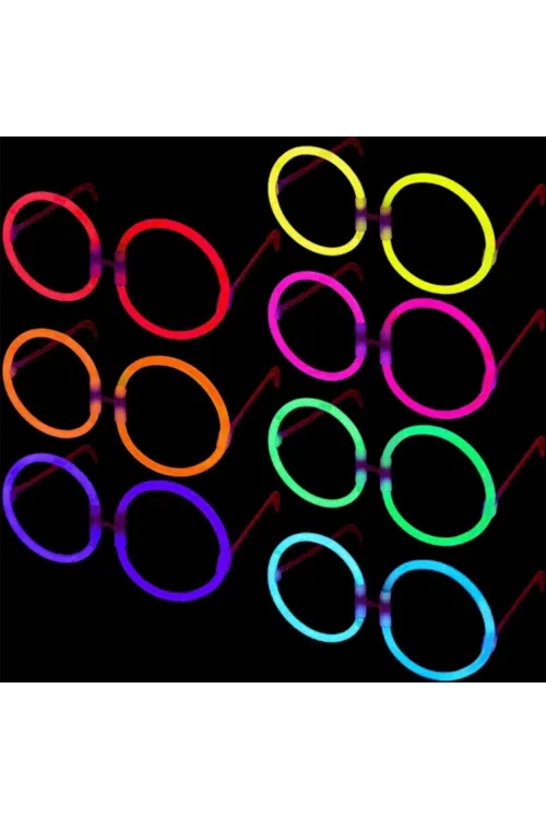 Glow Stick Yuvarlak Parti Gözlüğü 6 Adet