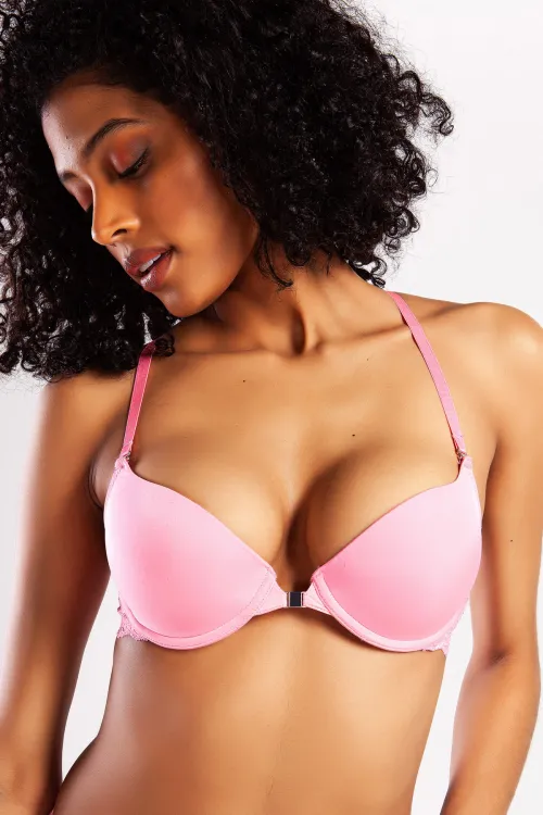 ieg™ Golshan Githa Foam Cup Push Up Bra,Neon Pembe Renk Straplez Konforlu ve Şık Sütyen