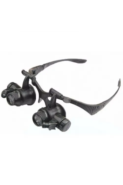 Gözlük Modeli 10X 15X 20X 25X Lens 2 Led Işıklı Büyüteç 9892G
