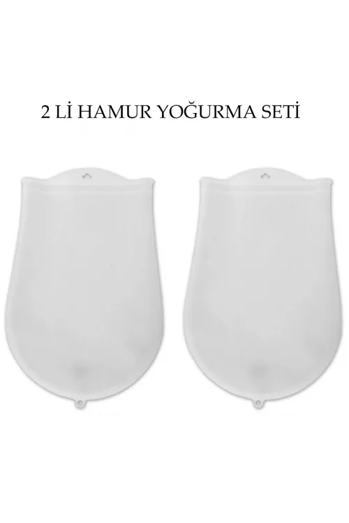 Hamur Torbası 2 li Set Orta ve Büyük Hamur Silikon Şeffaf Yoğurma Torbası Ekmek Makarna Mant