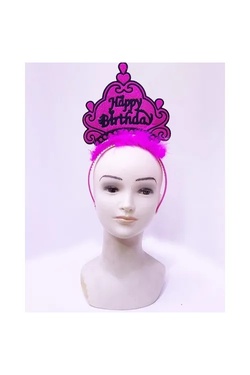 Happy Birthday Neon Fuşya Taç